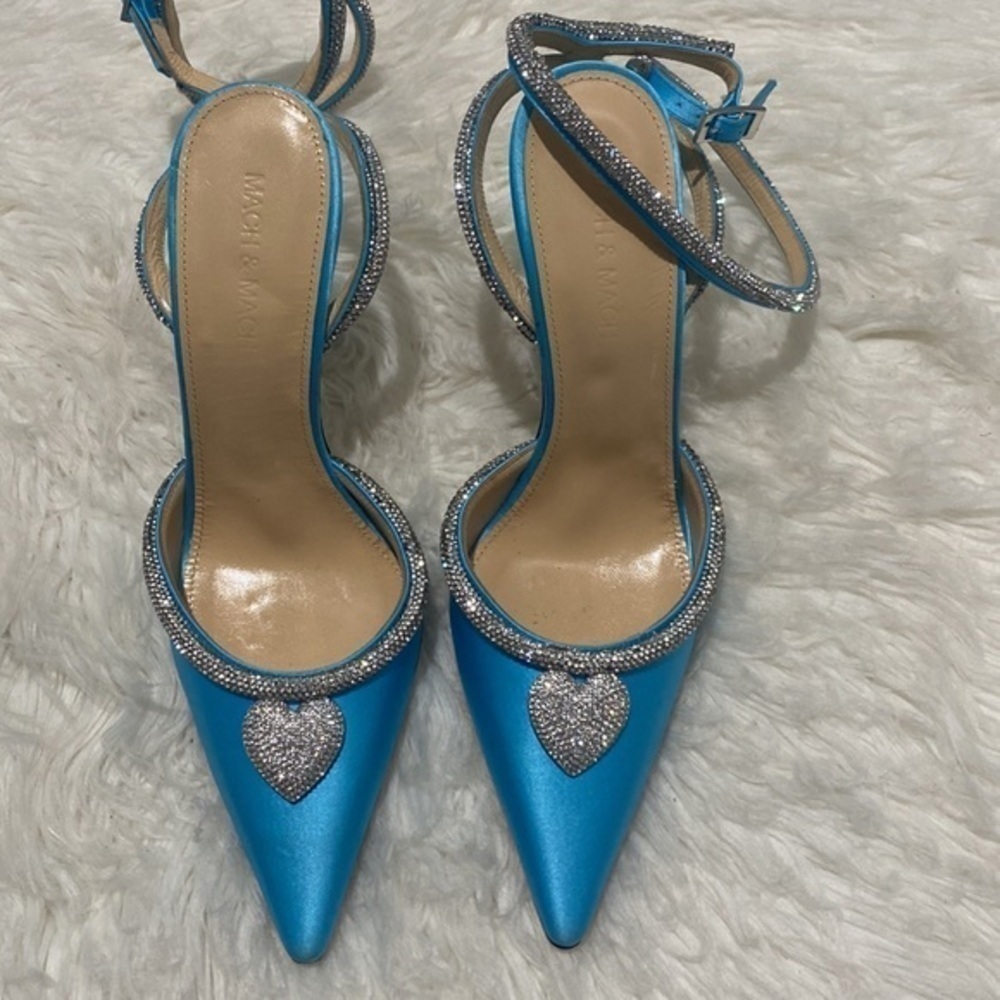 Mach & Mach Heart crystal embellished satin pumps size 36.5EU - Picture 11 of 15